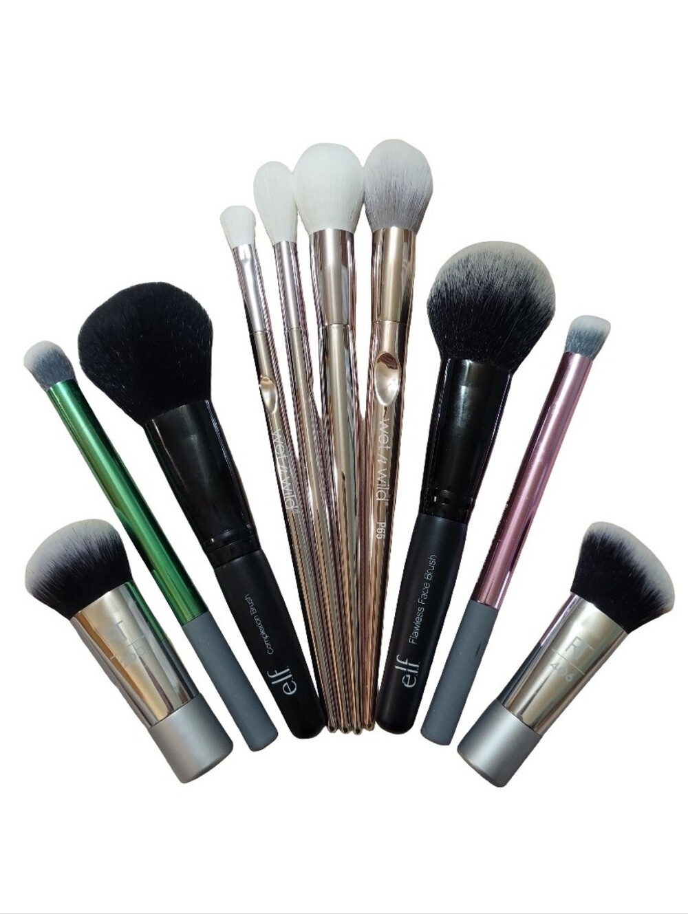 Lot Of 10 Makeup Brushes Real Techniques, Wet N Wild Pro Line, And Elf NWOT